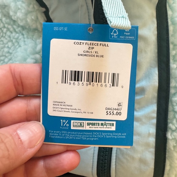 NWT! Girl’s DSG shoreside blue cozy fleece Sherpa full zip jacket XL - Picture 4 of 5